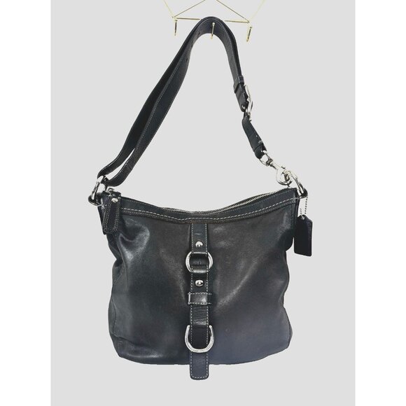 Coach Chelsea Buckle Black Leather Crossbody Shoulder Bag Classic Minimal F14018 - Picture 1 of 16